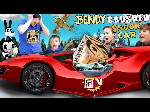 lamborghini-crushed-by-falling-box!-what's-inside?-fgteev-mystery-bendy-crate