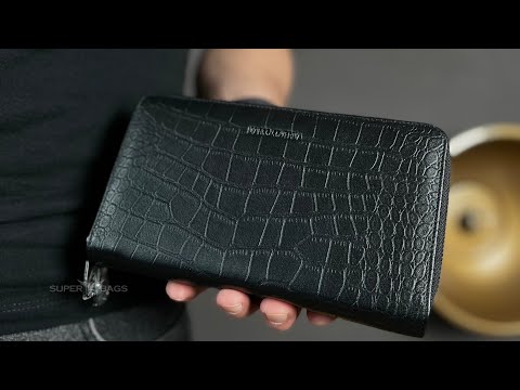 Черный кошелек-клатч на две молнии с фактурной натуральной кожи Marco Coverna, видео 2