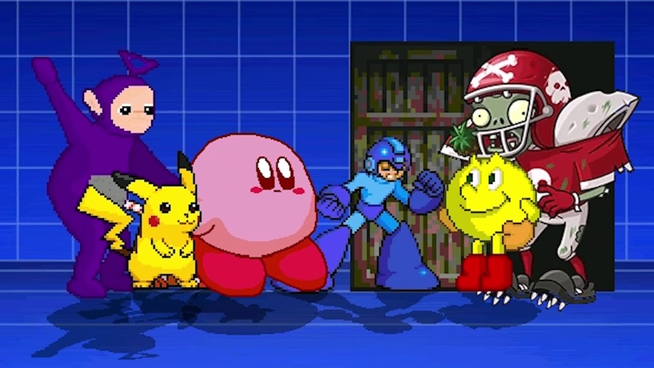 PIKACHU WITH TINKY WINKY & KIRBY VERSUS MUGEN CHARACTERS | FUNNY GAMING