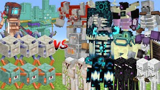 GUARDIAN ALLIANCE Vs ENDERMAN & SKELETON & WARDEN & IRON GOLEM ALLIANCE MOBS BATTLE IN MINECRAFT