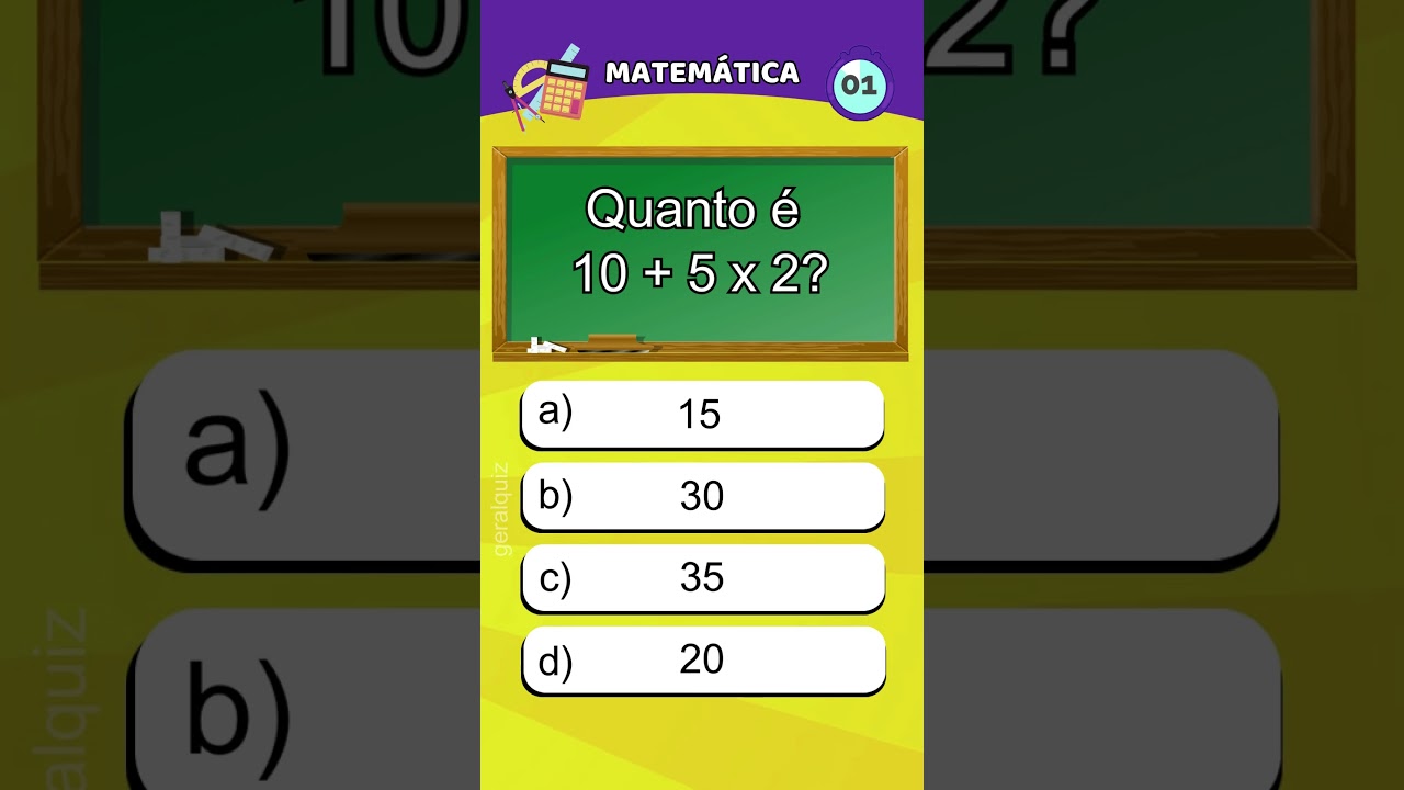 Quiz de matemática com perguntas e respostas 📚 #quiz #matematica #con