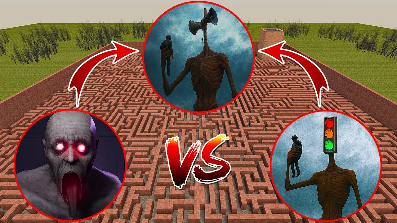 TRAFFIC LIGHT HEAD VS SIREN HEAD VS SCP 096 In Maze In Garry's Mod #23