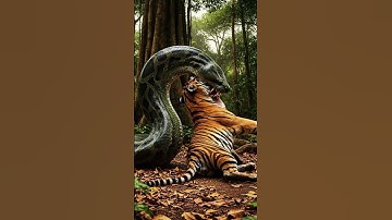 Python Swallows a Tiger Whole 😱 | Real Jungle Battle #viral #reel #shorts