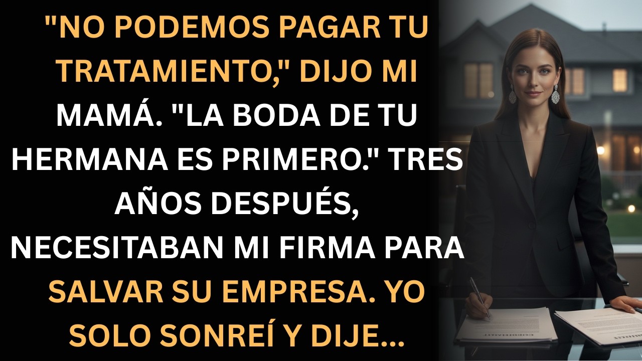 Mi mamá eligió la boda de mi hermana sobre mi vida… tres años después, necesitaban mi firma.