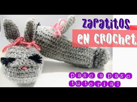 TUTORIAL Zapatitos De CONEJA A CROCHET - GANCHO (PASO A PASO)🐰😍 @TejidosKatyta