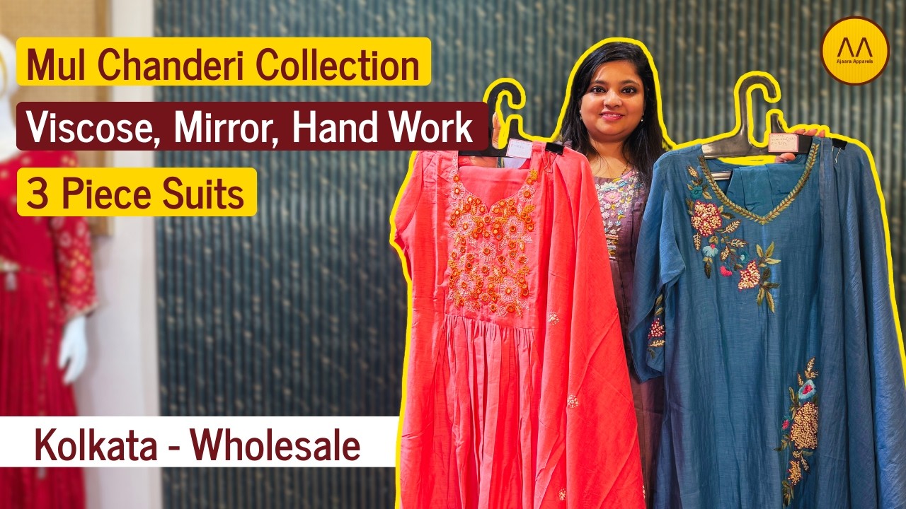 Barabazar Wholesale: Premium Mul Chanderi & Viscose Handwork Suits | Ajaara Apparels