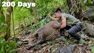 200 Days Survival Challenge  Tracking And Trapping Wild Boar U0026 Jungle Chickens