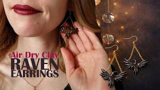 How to Make Clay Raven Earrings 🖤 Air Dry Clay Jewelry DIY