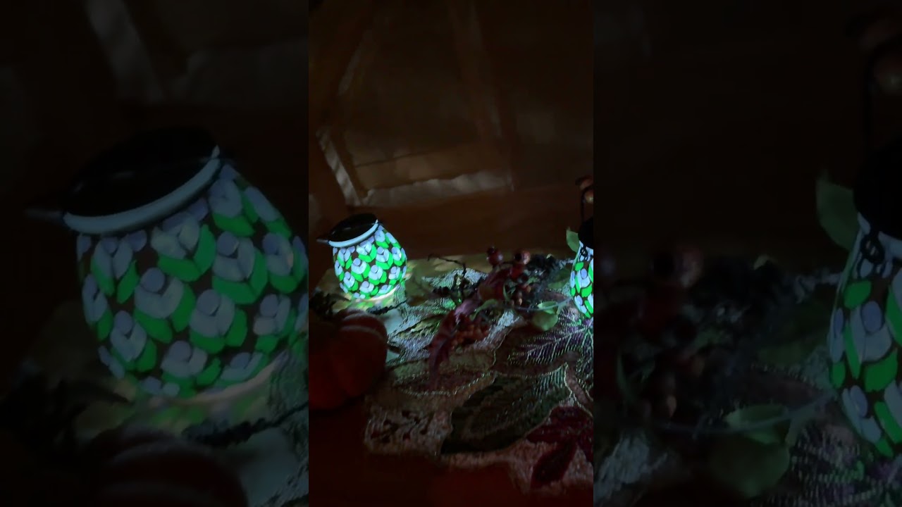 Teal Blue Glass Solar Mosaic Lanterns Waterproof 