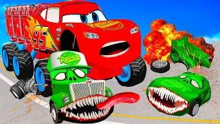 Lightning McQueen HERO and MATER vs ZOMBIE Pixar cars Zombie apocalypse in  BeamNG.drive