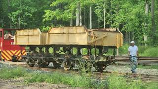 Moving dirt cars around the yard at Eau Galle Scenic Railway