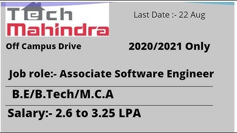 TECH MAHINDRA HIRING |2020-2021 only | B.E/B.TECH/M.C.A| Hurry to Apply