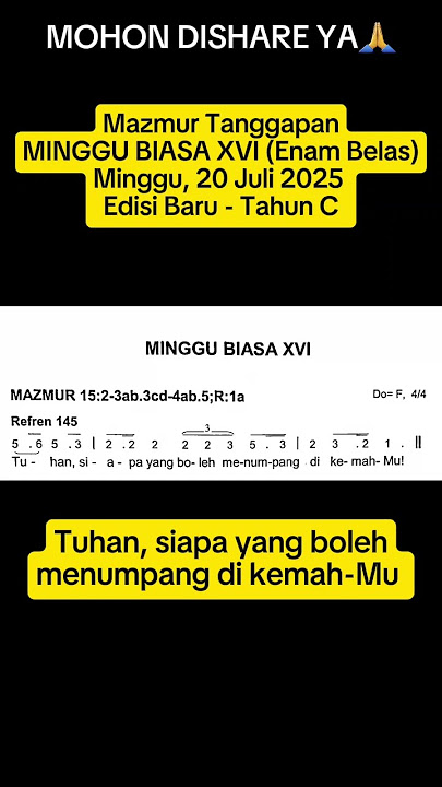 [Edisi Baru] Minggu, 20 Juli 2025 - MINGGU BIASA XVI (Enam Belas) - Tahun C