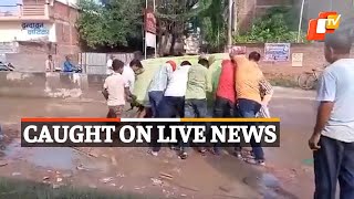 WATCH | Pothole Mishap Caught On Camera During Live News | OTV News