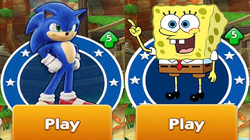 Sonic Dash vs SpongeBob Run - All Characters Unlocked Android Gameplay