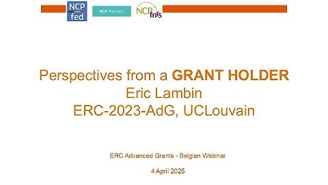 April 2025 – Eric Lambin ERC Advanced Grant holder, 2023 call