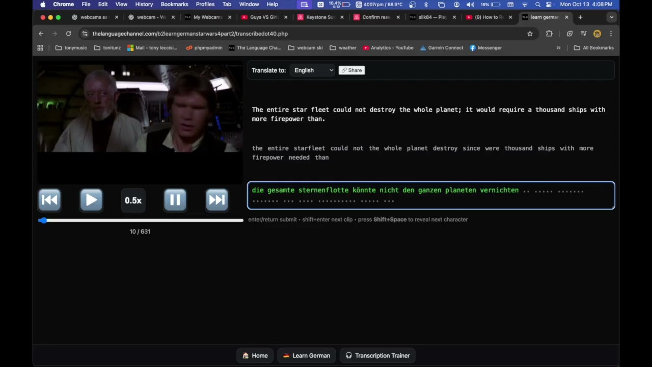 learn german transcription trainer FREE! star wars
