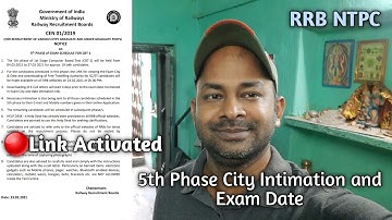 RRB NTPC 🔥 Finally 5th Phase CBT 1 City intimation link activated