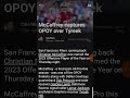 Christian McCaffrey wins Offensive Player of the Year #nfl #football #sanfrancisco49ers #shorts