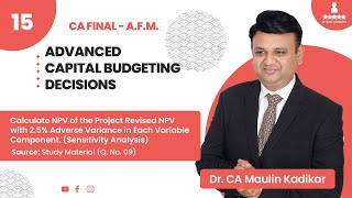 Sensitivity Analysis | Calculate NPV of the Project Revised NPV with Adverse Variance #cafinal #afm