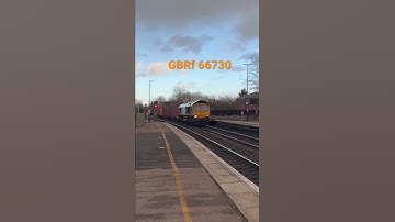 GBRF class 66 66730 Freight train￼ gives Loud￼ horn toots and blasts in the rain