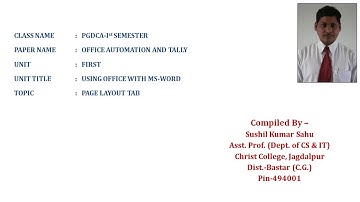 Page Layout Tab of MS-Word