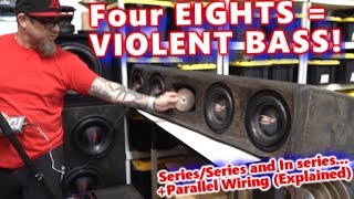 Four 8's = Violent BASS! BADASS Ported UnderSeat Truck Enclosure Wired Up  Disintegrates a CD!