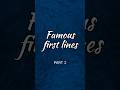 Famous first lines for UGC NET English 2  SET English #english #learning #literature #ugcnet #ntanet