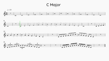 C Major Scale - BACKING TRACK - Complete Scale Training - 6 rhythms with Sheet Music