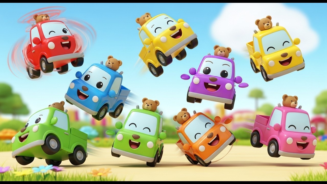 Семь маленьких плюшевых грузовиков катятся, катятся, катятся! | Строительная техника и песенка дл...