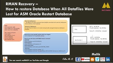 RMAN Recovery - How to restore Database When All Datafiles Were Lost for ASM Oracle Restart Database