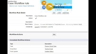 Salesforce workflow rules ! Admin Workflows Rules ! Actions ! Email Alert ! Task ! Field Update !