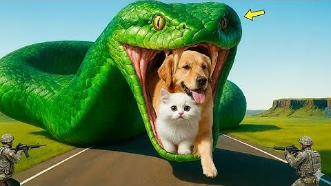 Brave Heroes Save Careless Mother Cat from Giant Python Attack After a Traffic Accident🐍