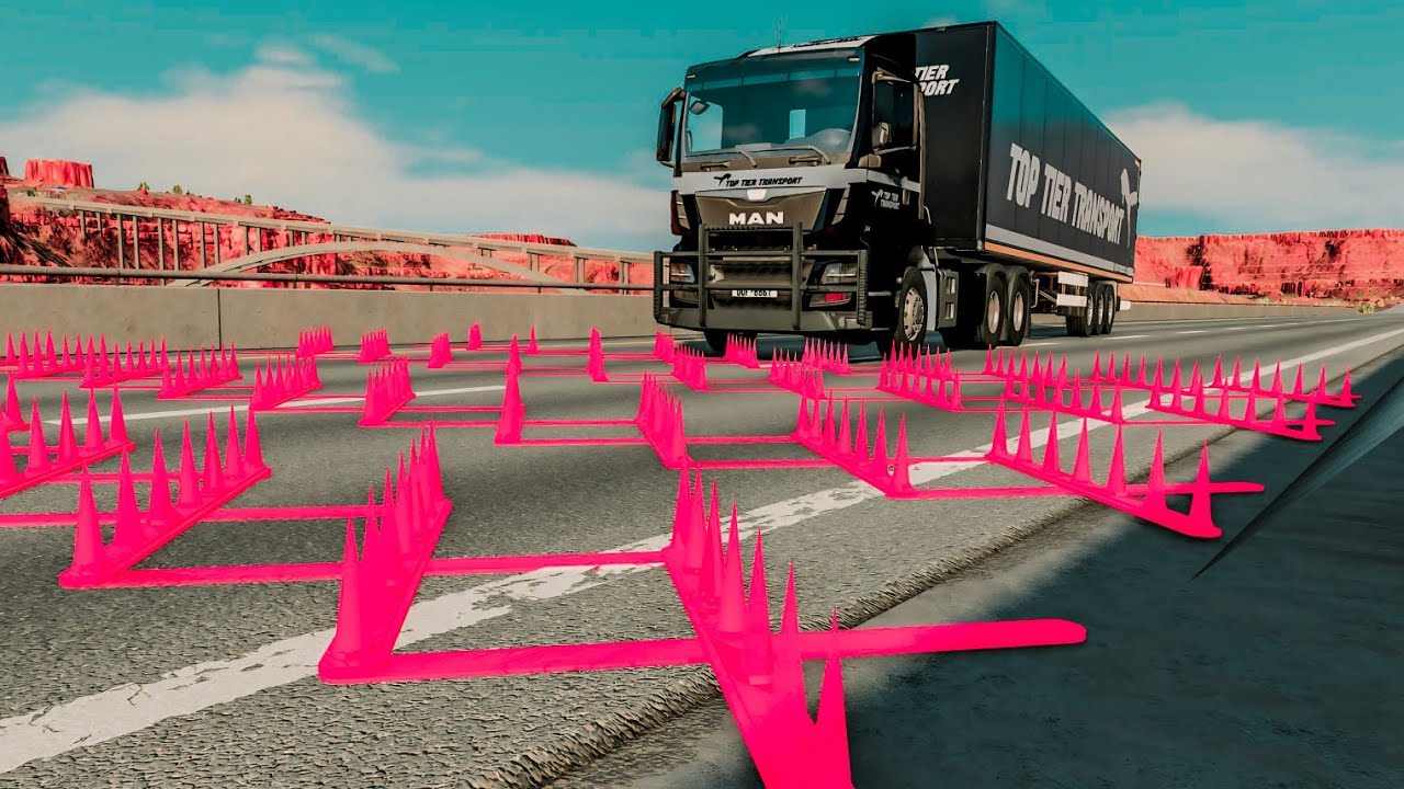 Cars Vs Red Spikes - BeamNg.drive#5