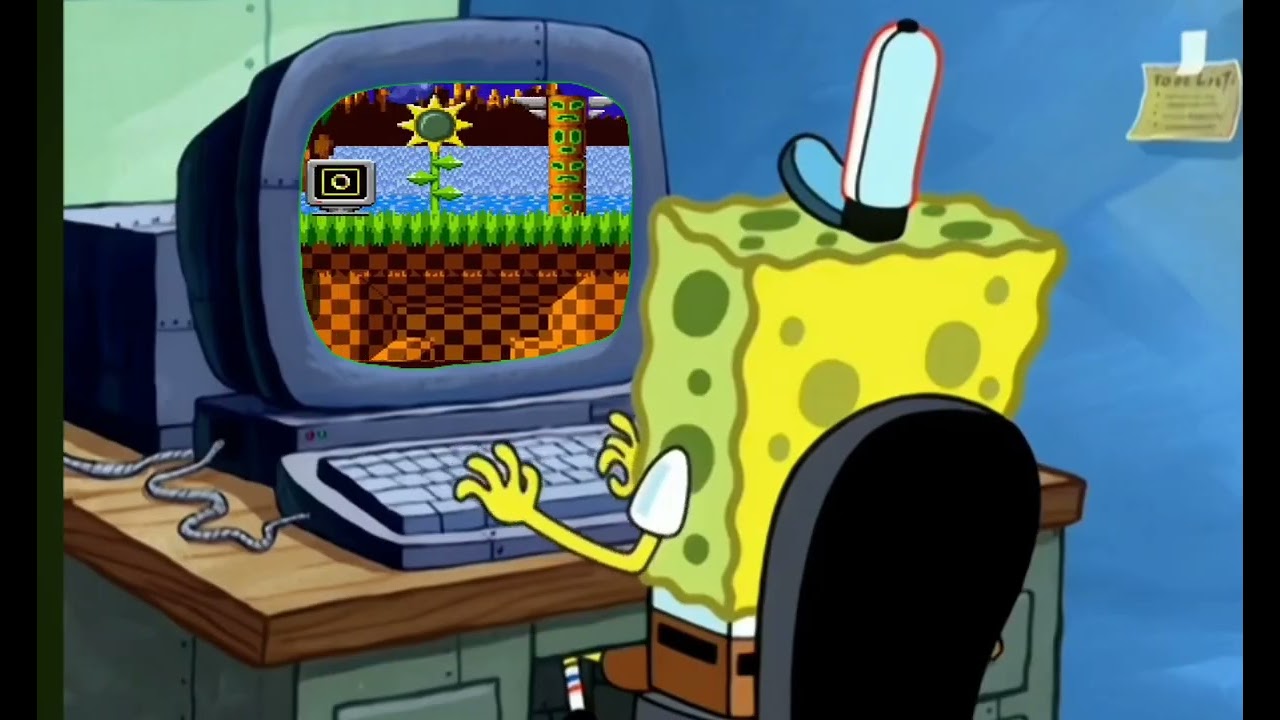 Spongebob plays sonic but he got caught in 4k!!!
