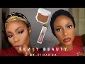 How to use Powder Foundation || *NEW* FENTY BEAUTY POWDER FOUNDATION & GLOSS BOMB CREAM REVIEW