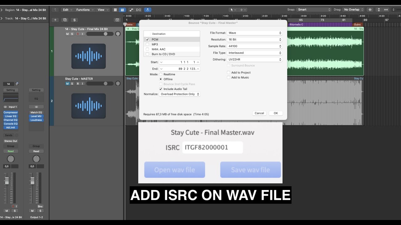 Logic Pro   Embed ISRC Codes on WAV Songs Mastered File