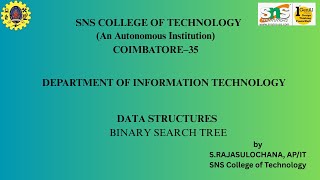 BINARY SEARCH TREE | DATA STRUCTURES | SNS INSTITUTIONS