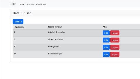 Membuat CRUD Jurusan dan Mahasiswa mengunakan program html dan PHP database larangon