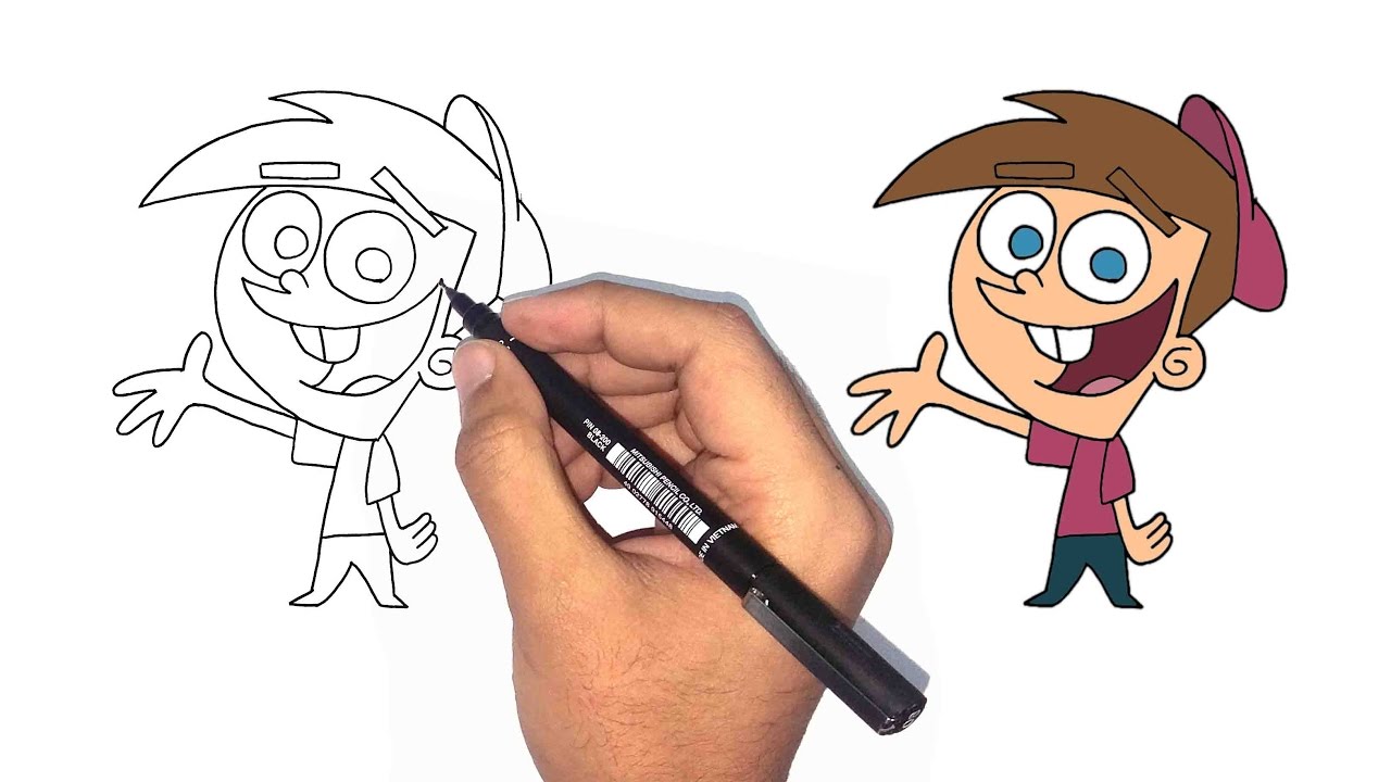 تعليم الرسم للاطفال كيف ترسم تيمي من كارتون الابوان السحريان ViYoutube