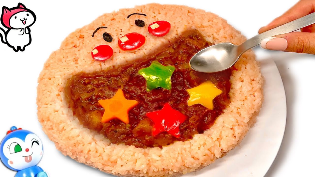 【可愛いお口カレー❤︎】フェイスランチ皿にのせるお料理をメルちゃんが作るよ！