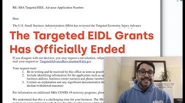 Letter Shows Targeted EIDL Grant Program Has Officially Ended