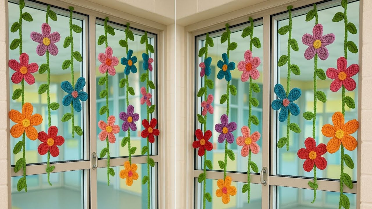 Beautiful Crochet Flower Garland Tutorial 🌼 ll DIY Crochet Flower Curtain ll