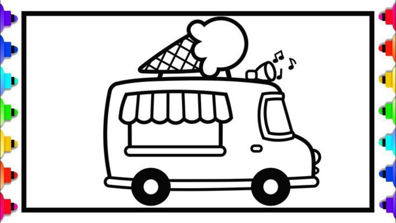 Ice cream Van....||Easy Drawing|| Let's Colour Ice Cream Van - YouTube