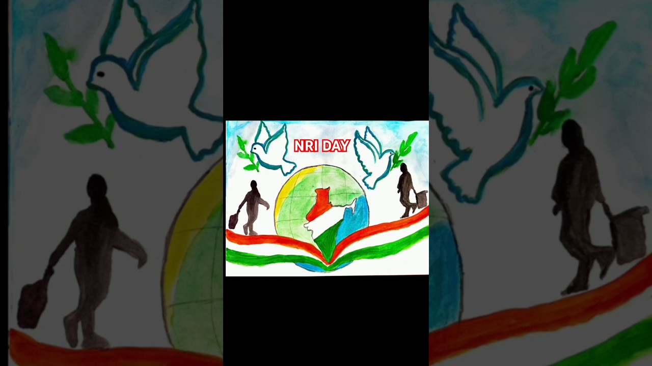 NRI Day drawing / Pravasi Bharatiya Divas Drawing / pravasi bharatiya divas poster Drawing 