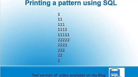 Printing a number pattern using SQL Query | Pattern using SQL | Print pattern using SQL | SQL Server