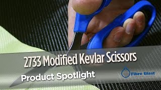2733 - Modified Kevlar Scissors
Click here to see these products & more on Fibreglast.com: https://goo.gl/iPwqm0
Easily cut through KEVLAR without pulling fibers!
The #2733-A is a specially designed made specifically for cutting KEVLAR®, aramid, carbon, fiberglass, and other hard-to-cut reinforcement fabrics. Small teeth machined into the blade allow the scissors to “bite” into the fibers without letting them slip.
These scissors have right-handed Sarlink® handle that provides lasting comfort. The high-leverage design provides a consistent, comfortable cutting angle.
They are the best scissors for hard-to-cut composites that you will ever use! 2733 - Modified Kevlar Scissors