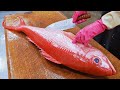 Loooong tailgiant red diamond fish cutting skills steamed fish fillet    