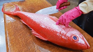 Loooong Tail！Giant Red Diamond Fish Cutting Skills, Steamed Fish Fillet / 巨大長尾鳥！ 絲尾紅鑽魚切割技巧, 破布子蒸魚