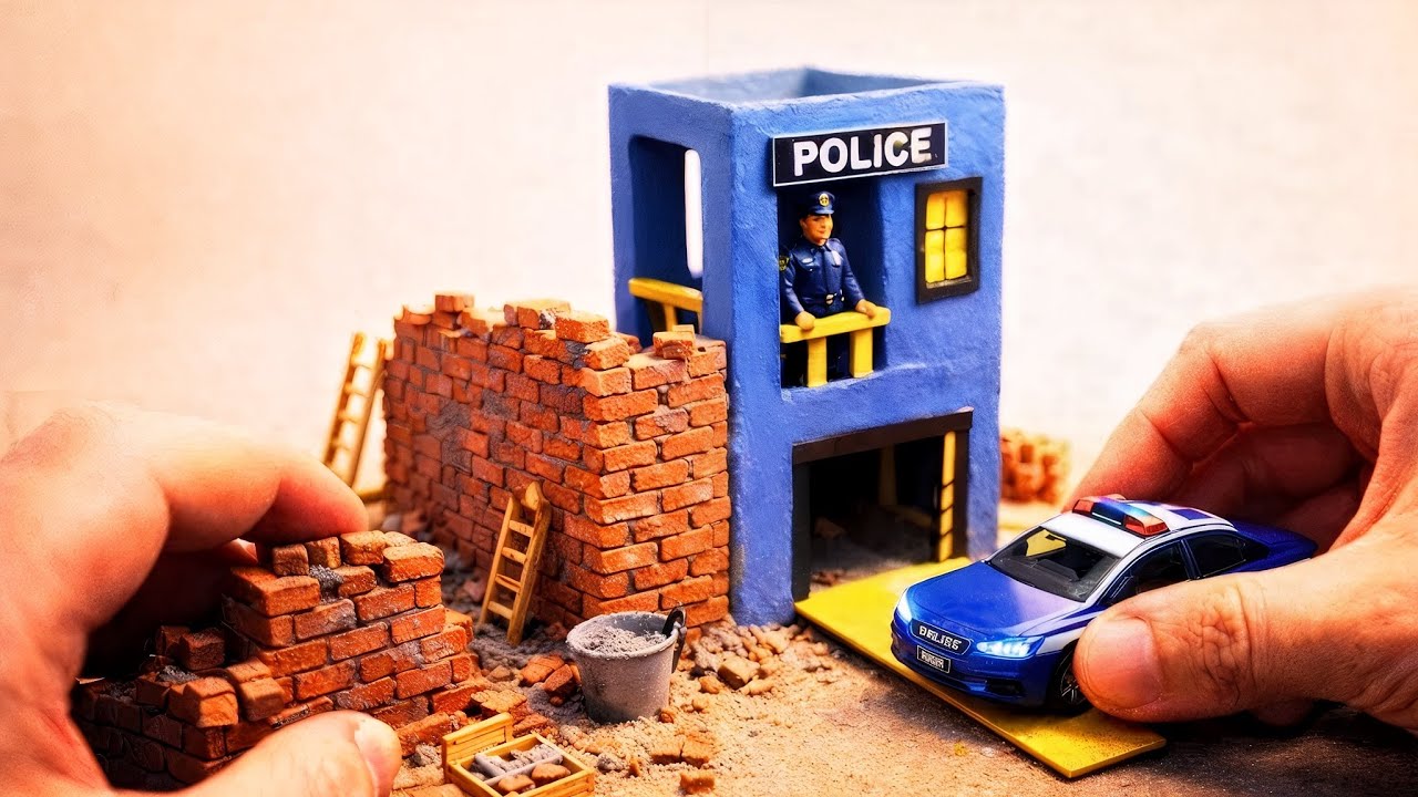 I Built a Mini Police Station Using Real Tiny Bricks | Satisfying Micro Construction